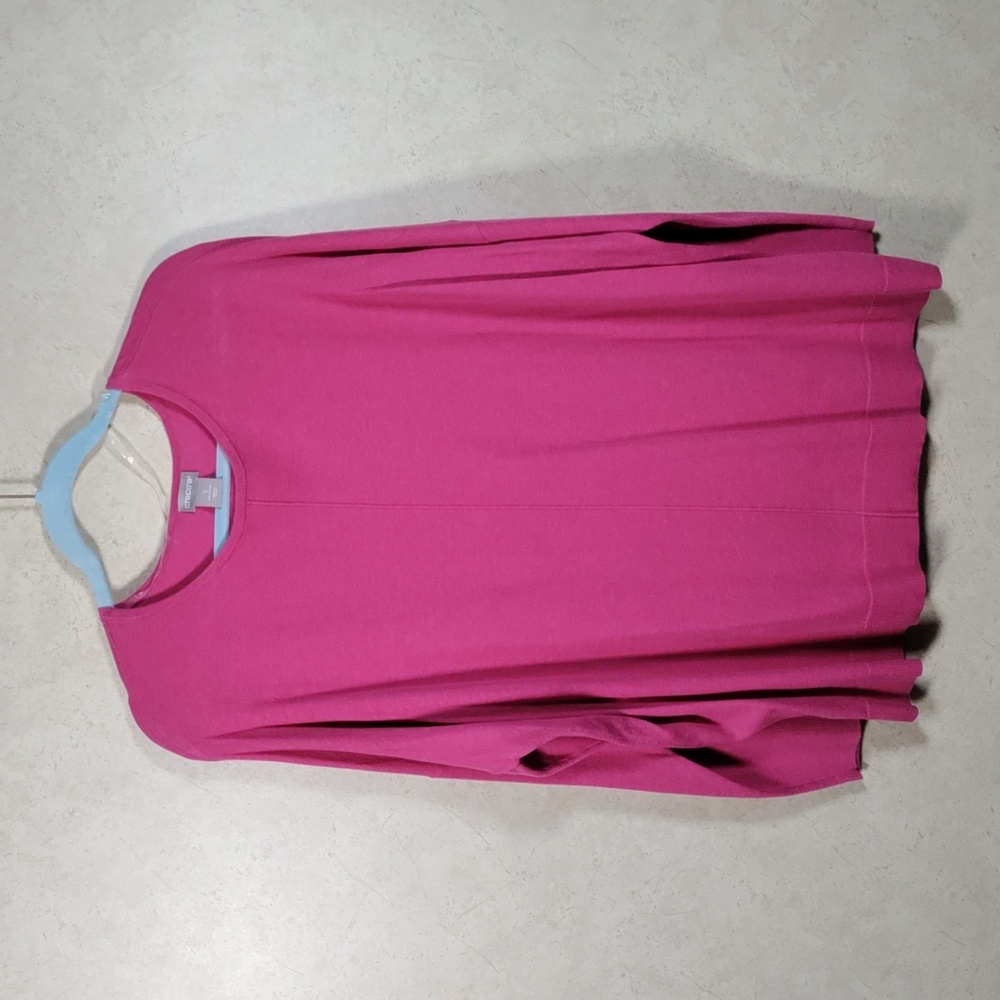 6076 Chico's pink ribbed sleeve cashmere blend sweater 3 XL NWT